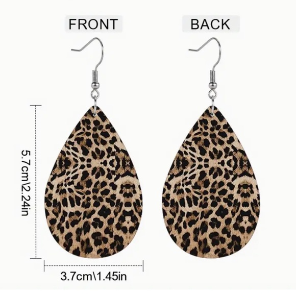 Leopard Style Teardrop Dangle Earrings: Lightweight Fashion Statement - Picture 2 of 3